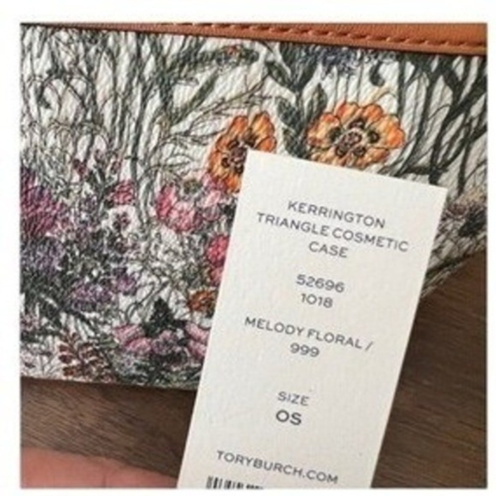 Tory Burch Kerrington Triangle Cosmetic Case Melody Floral Multi Color - Picture 7 of 7